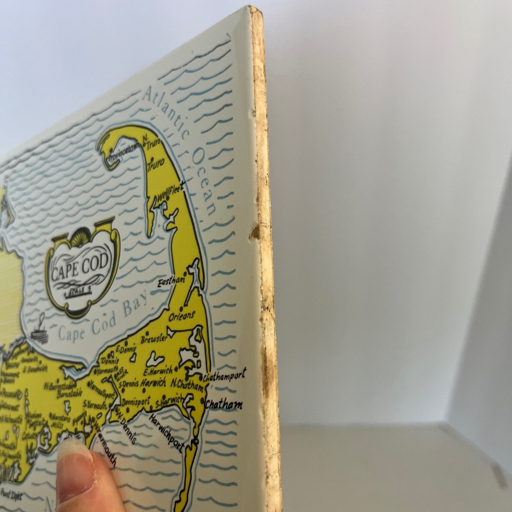 Vintage Screencraft Cape Cod Map Ceramic Tile Trivet Wall Hanging 6 Inch
